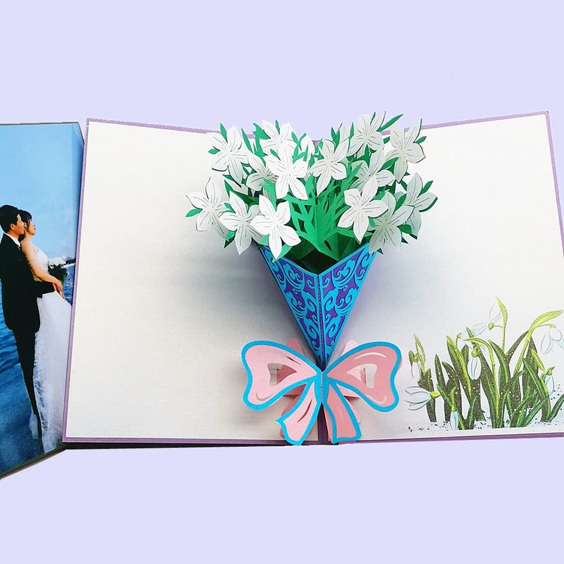 the love 4 Styles Flowers Pop Up Cards 3D Greeting Gift Cards Assortment for All Occasion Congratulation Anniversary Valentine's Day Birthday Festival Celebration or Wedding - Image 2
